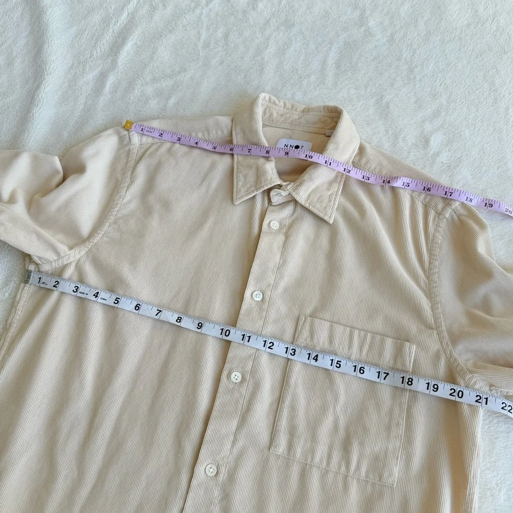NN07 Colby Ivory Cotton Corduroy Long Sleeve Shirt L